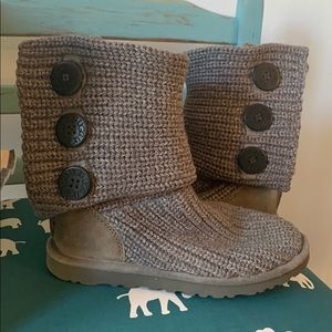 UGG Classic Grey Cardy Knit Boots